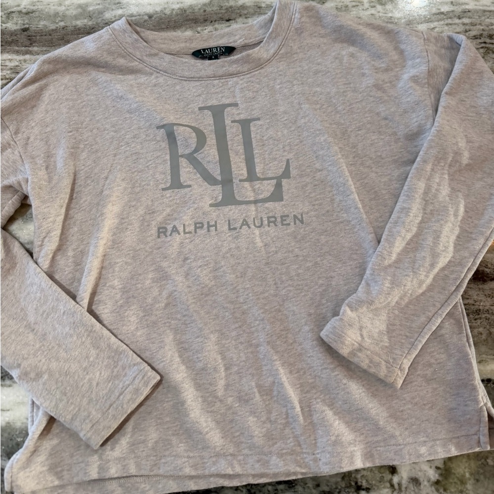 Lauren Ralph Lauren Light Gray Logo Sweatshirt - Picture 3 of 5